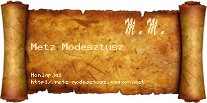 Metz Modesztusz névjegykártya